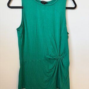 Halogen Size Medium (M) Women's Emerald Green Sleeveless Tank Top with Side Twis